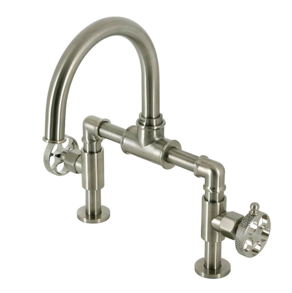Kingston Brass Webb Bridge Bathroom Faucet with Push Pop-Up, Brushed Nickel