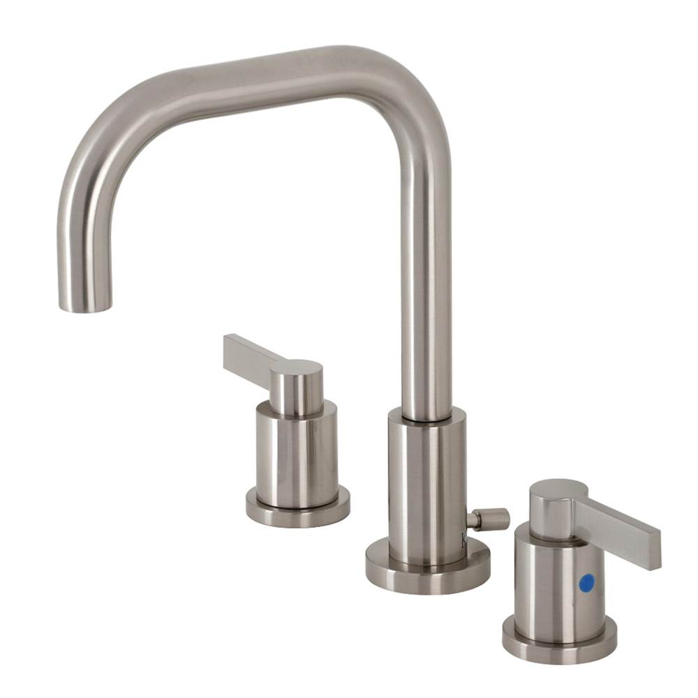 Kingston Brass NuvoFusion Widespread Bathroom Faucet with Brass Pop-Up, Brushed Nickel