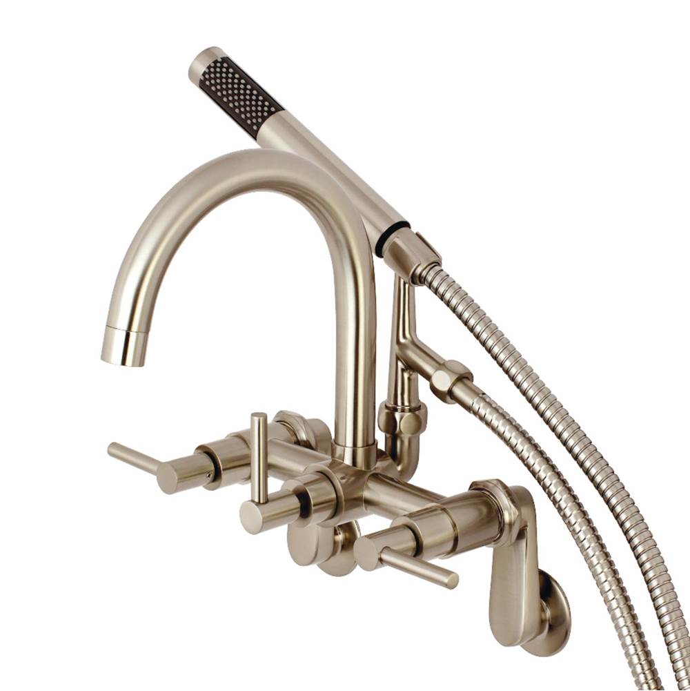 Kingston Brass Aqua Vintage Concord 7-Inch Adjustable Wall Mount Tub Faucet, Brushed Nickel