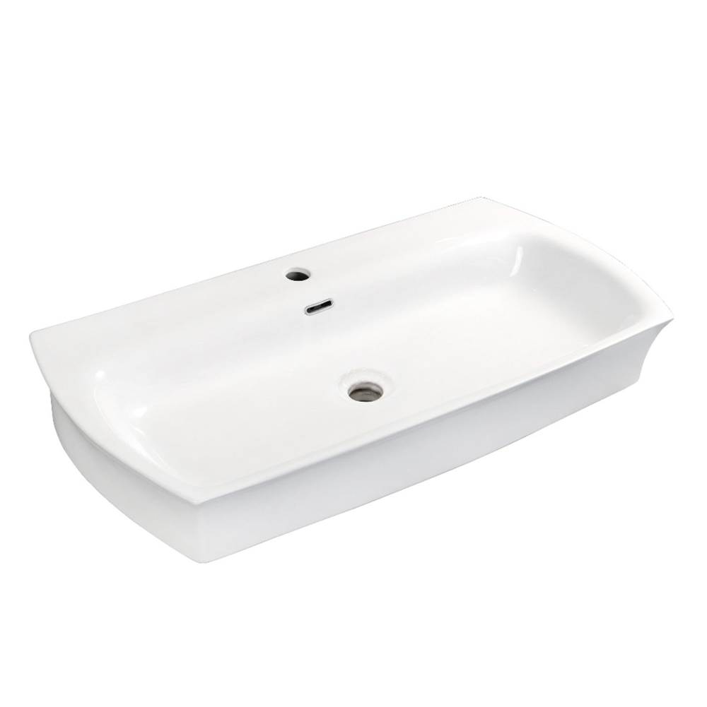 Kingston Brass Fauceture Charlotte 35-Inch x 18-Inch Rectangular Vessel Sink, White