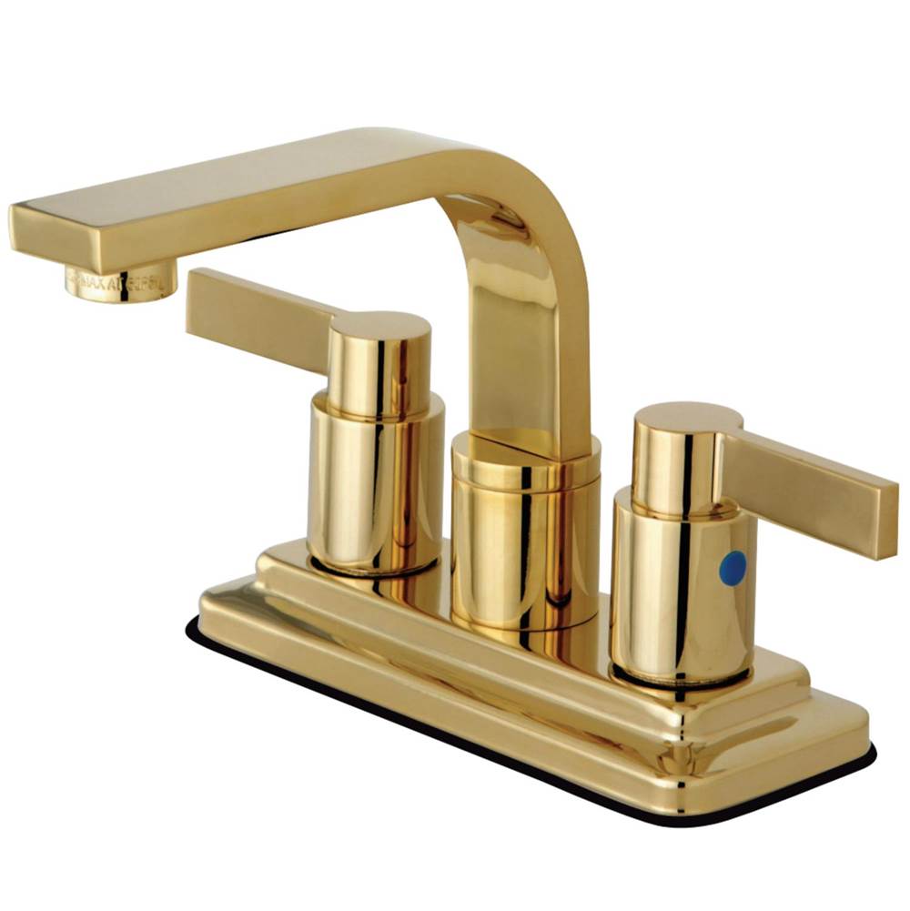 Kingston Brass NuvoFusion 4 in. Centerset Bathroom Faucet with Push Pop-Up, Polished Brass