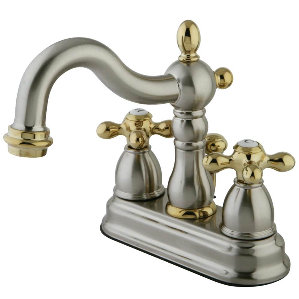 Kingston Brass Heritage 4 in. Centerset Bathroom Faucet, Brushed Nickel/Polished Brass