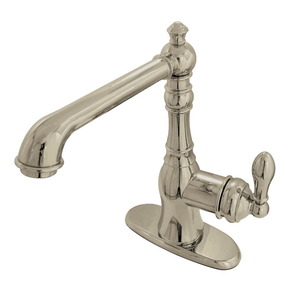 Kingston Brass Fauceture American Classic Single-Handle Bathroom Faucet with Push Pop-Up and Cover Plate, Brushed Nickel
