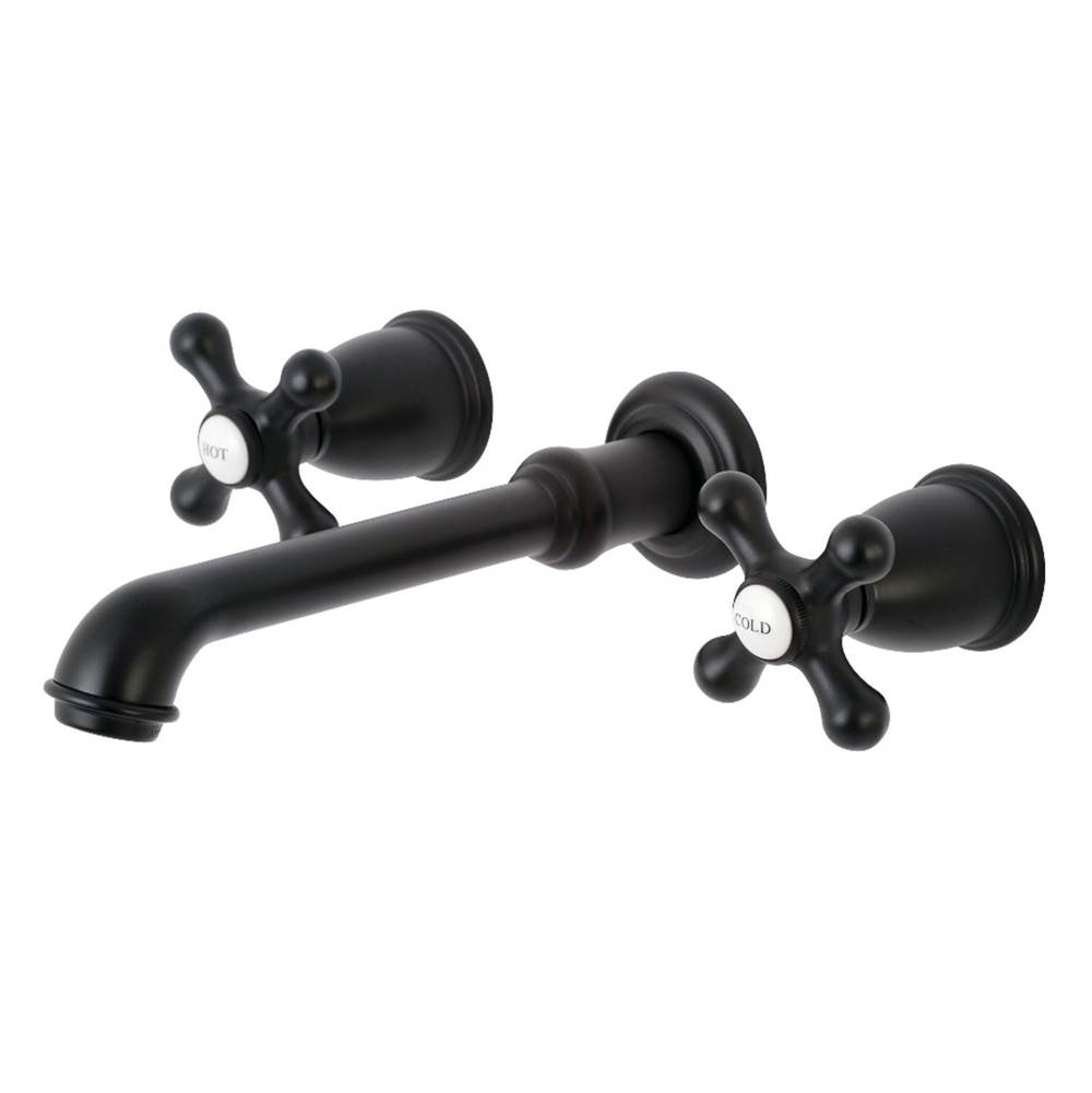 Kingston Brass English Country Two-Handle Wall Mount Bathroom Faucet, Matte Black