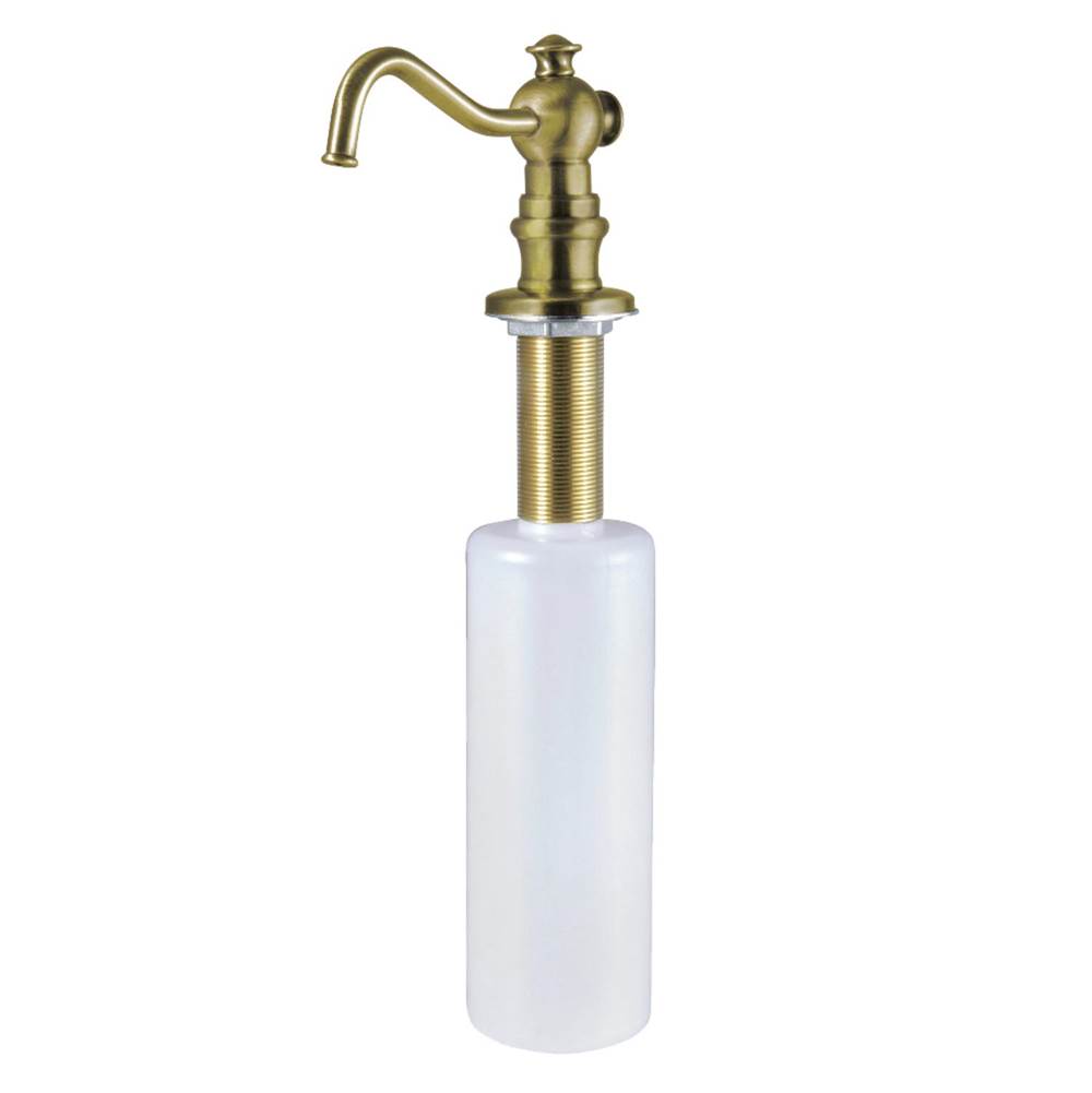 Kingston Brass Curved Nozzle Metal Soap Dispenser, Antique Brass