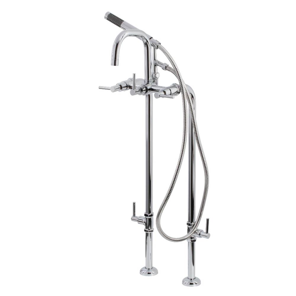 Kingston Brass Aqua Vintage Concord Freestanding Tub Faucet with Supply Line, Stop Valve, Polished Chrome