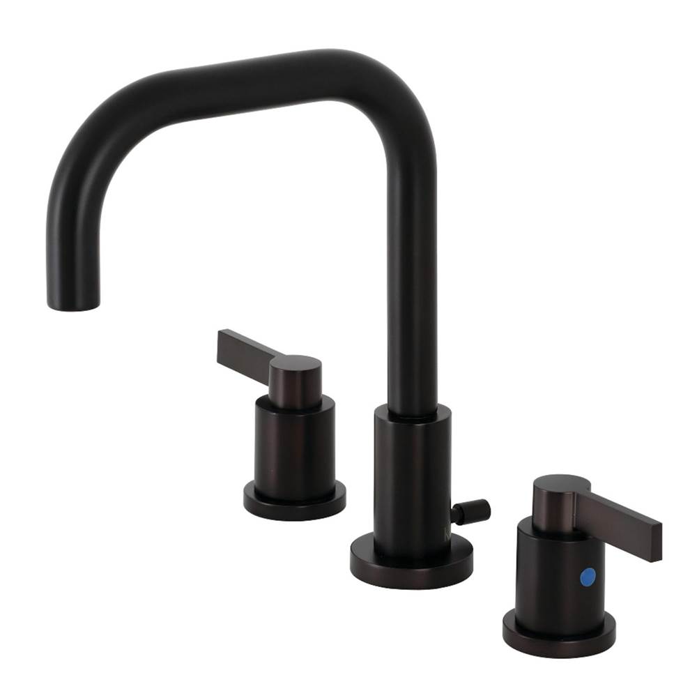Kingston Brass NuvoFusion Widespread Bathroom Faucet with Brass Pop-Up, Oil Rubbed Bronze