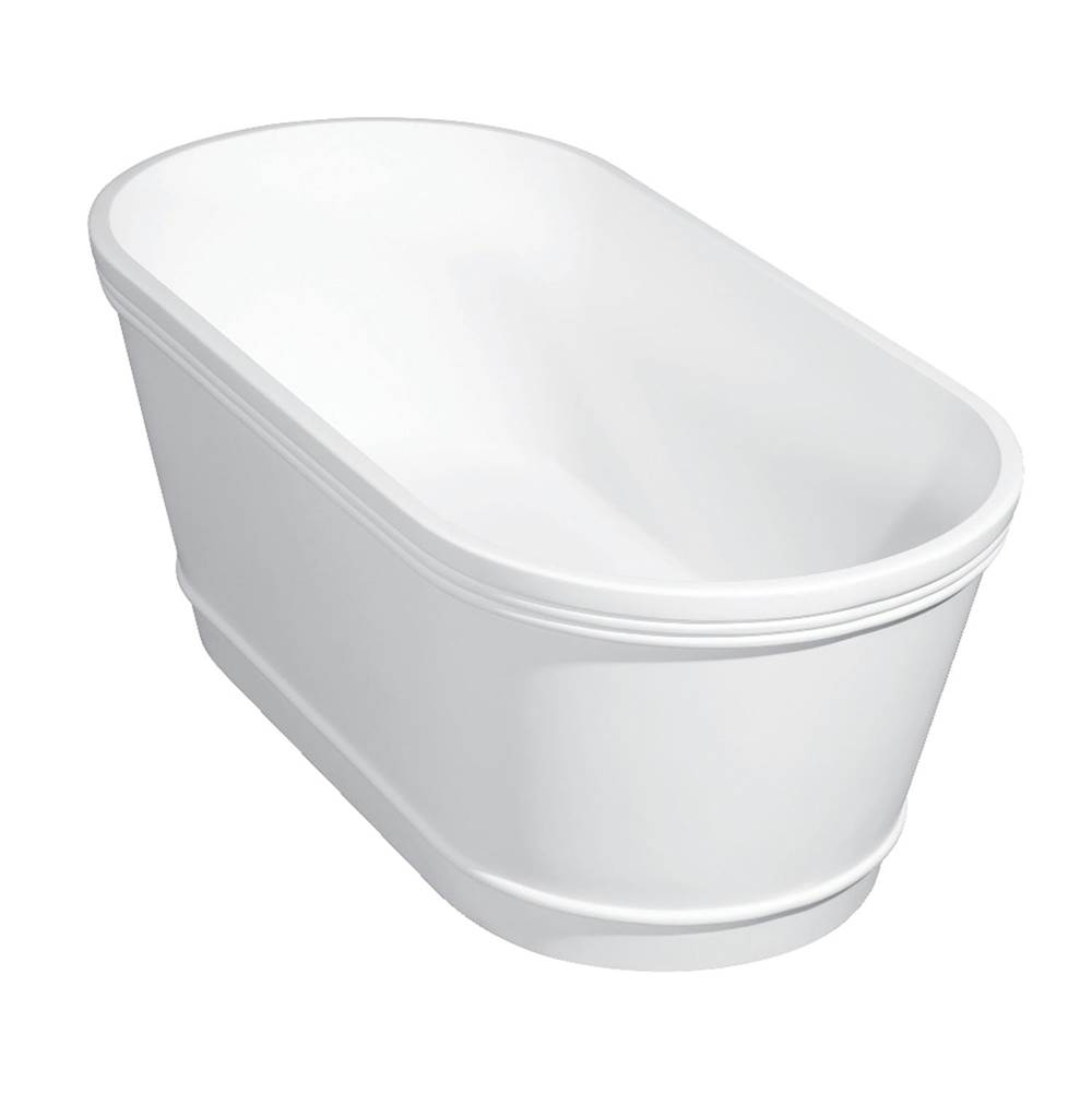 Kingston Brass Aqua Eden Arcticstone 60'' Double Ended Solid Surface Freestanding Tub with Drain, Glossy White/Matte White