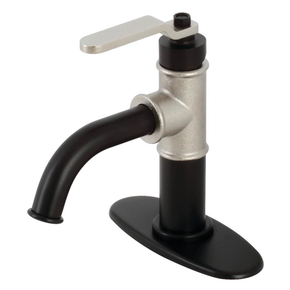 Kingston Brass Whitaker Single-Handle Bathroom Faucet with Push Pop-Up, Matte Black/Polished Nickel