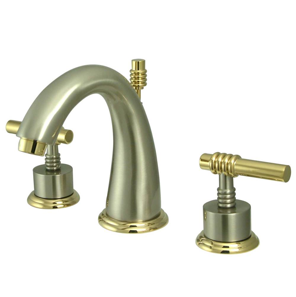 Kingston Brass Milano Widespread Bathroom Faucet, Brushed Nickel/Polished Brass