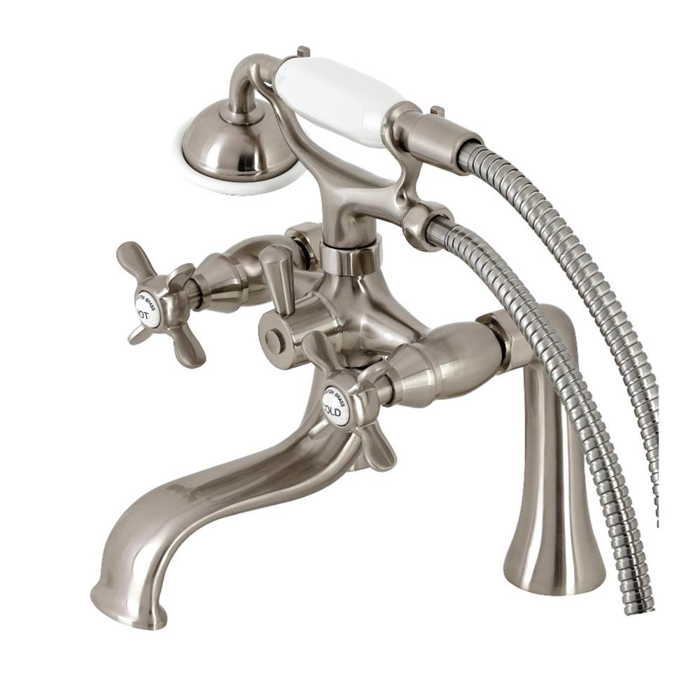 Kingston Brass Essex Deck Mount Clawfoot Tub Faucet with Hand Shower, Brushed Nickel