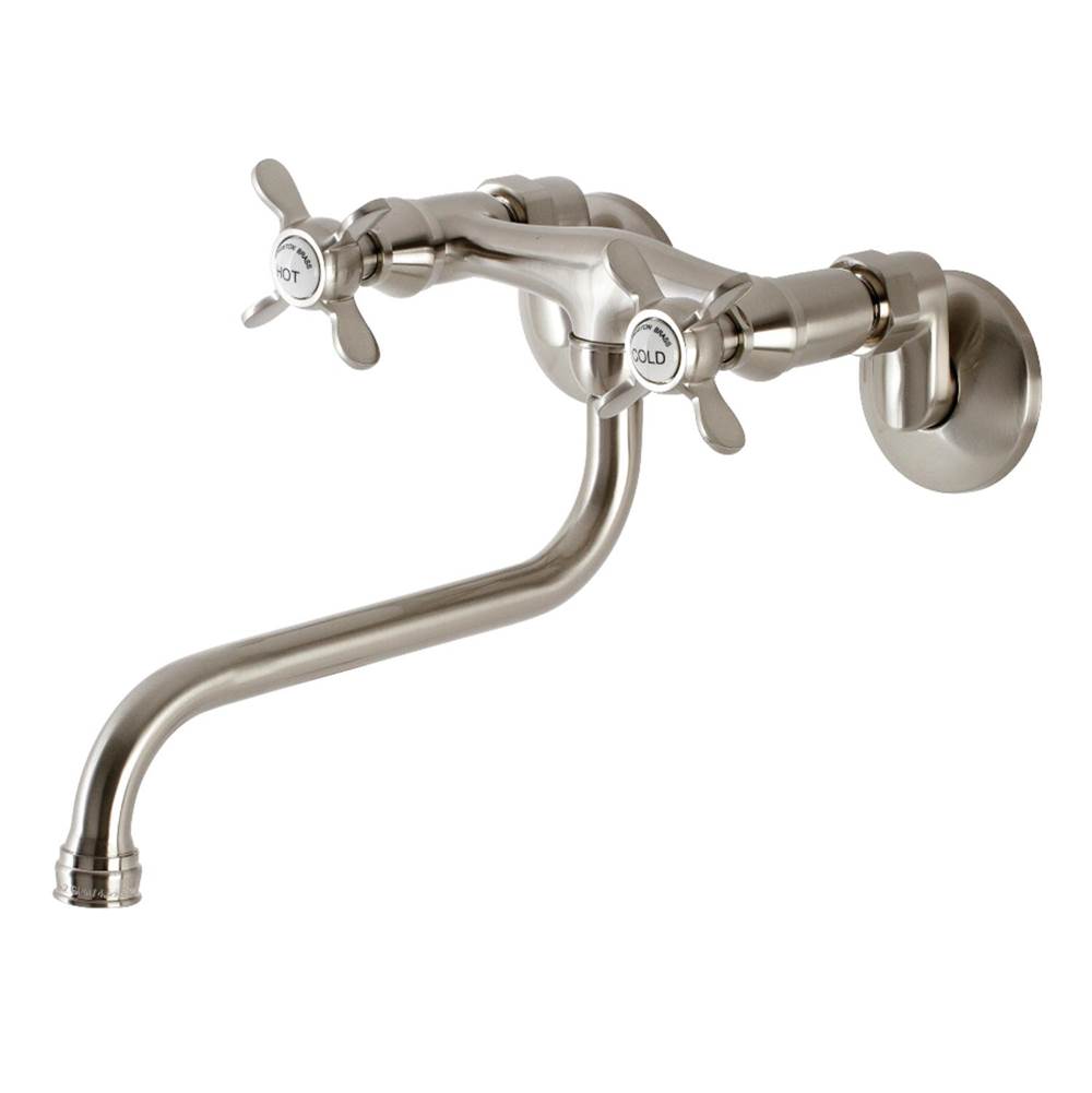 Kingston Brass Essex Two Handle Wall Mount Bathroom Faucet, Brushed Nickel