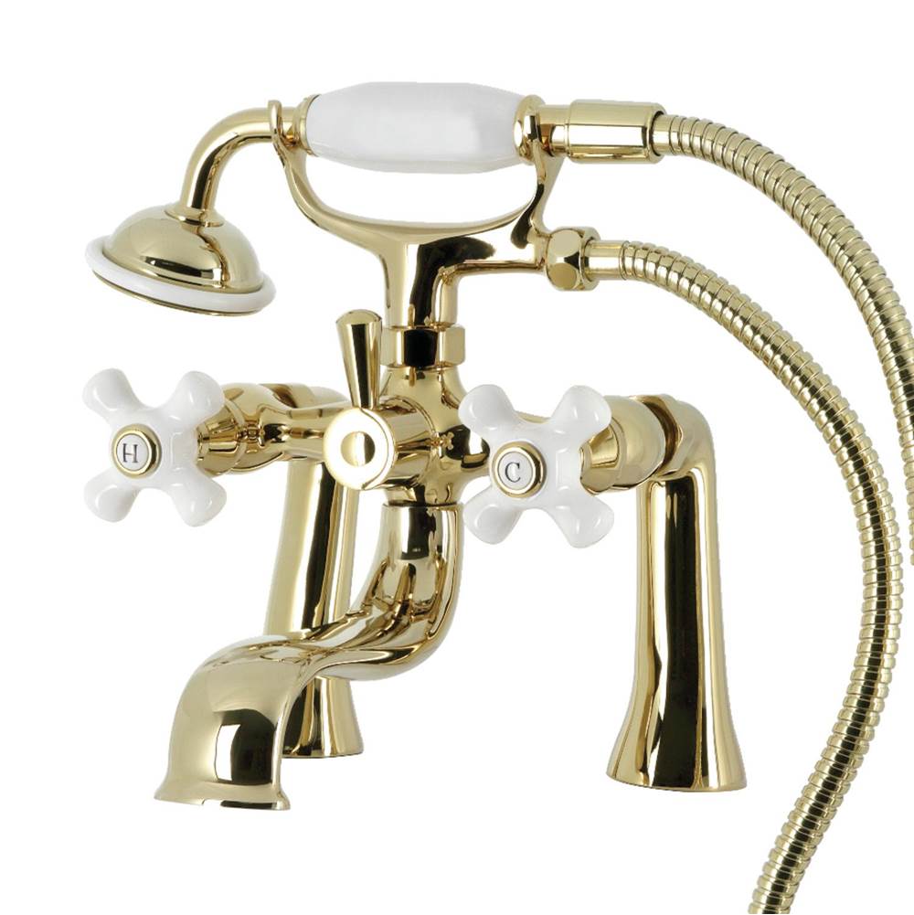 Kingston Brass Kingston Brass KS228PXPB Kingston Deck Mount Clawfoot Tub Faucet with Hand Shower, Polished Brass