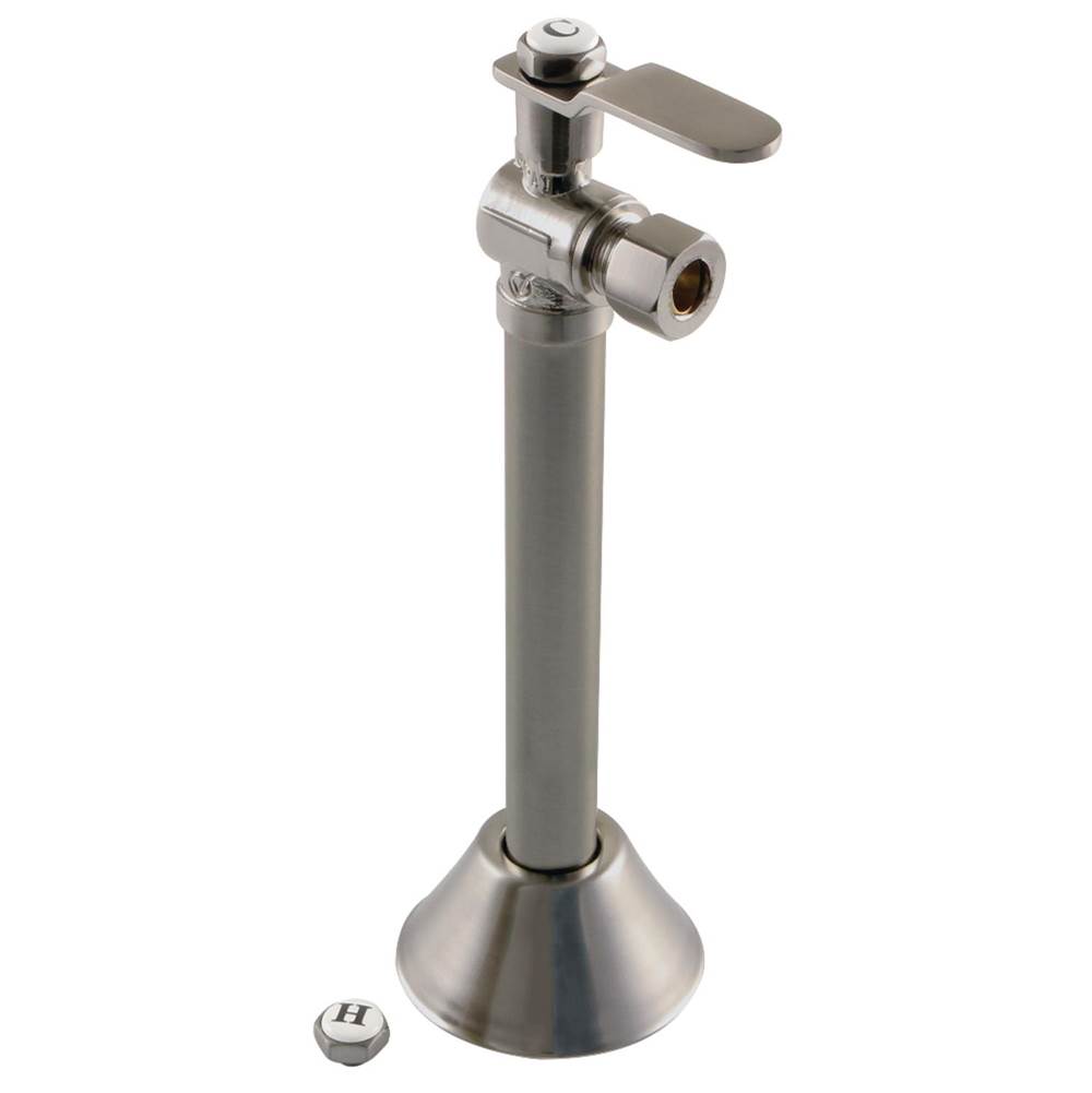 Kingston Brass Whitaker 1/2'' Sweat x 3/8'' O.D. Comp Angle Stop Valve with 5'' Extension, Brushed Nickel