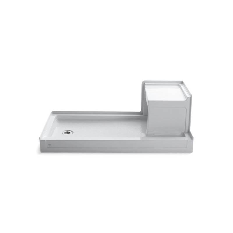 Kohler Tresham® 60'' x 32'' single threshold left-hand drain shower base with integral right-hand seat
