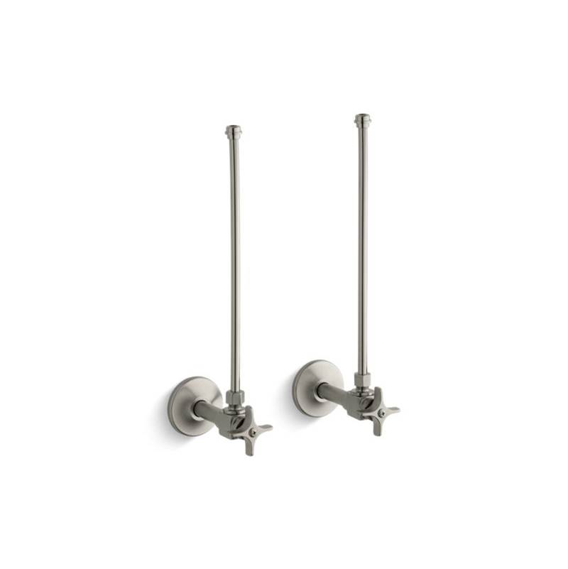 Kohler Pair 3/8'' NPT angle supplies with stop, cross handle and annealed vertical tube