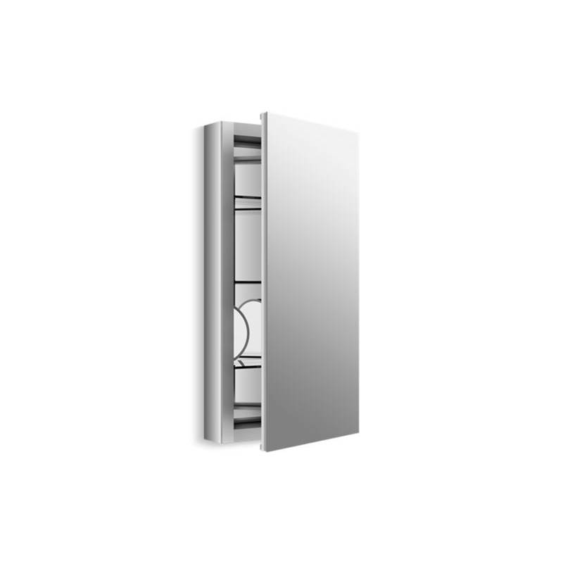 Kohler Verdera® 15'' W x 30'' H aluminum medicine cabinet with adjustable magnifying mirror and slow-close door