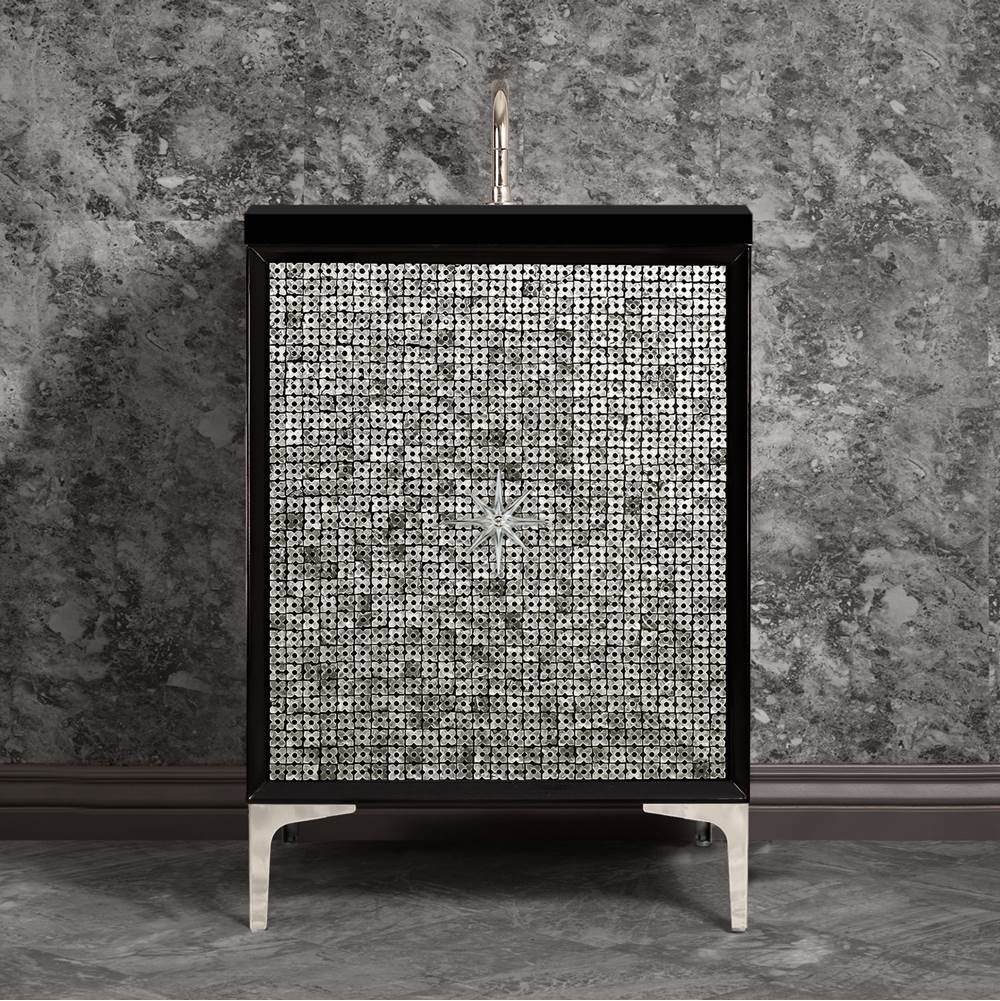 Linkasink Mother of Pearl with 3'' Polished Nickel Star Hardware, 24'' Wide Vanity, Black, 24'' x 22'' x 33.5'' (without vanity top)
