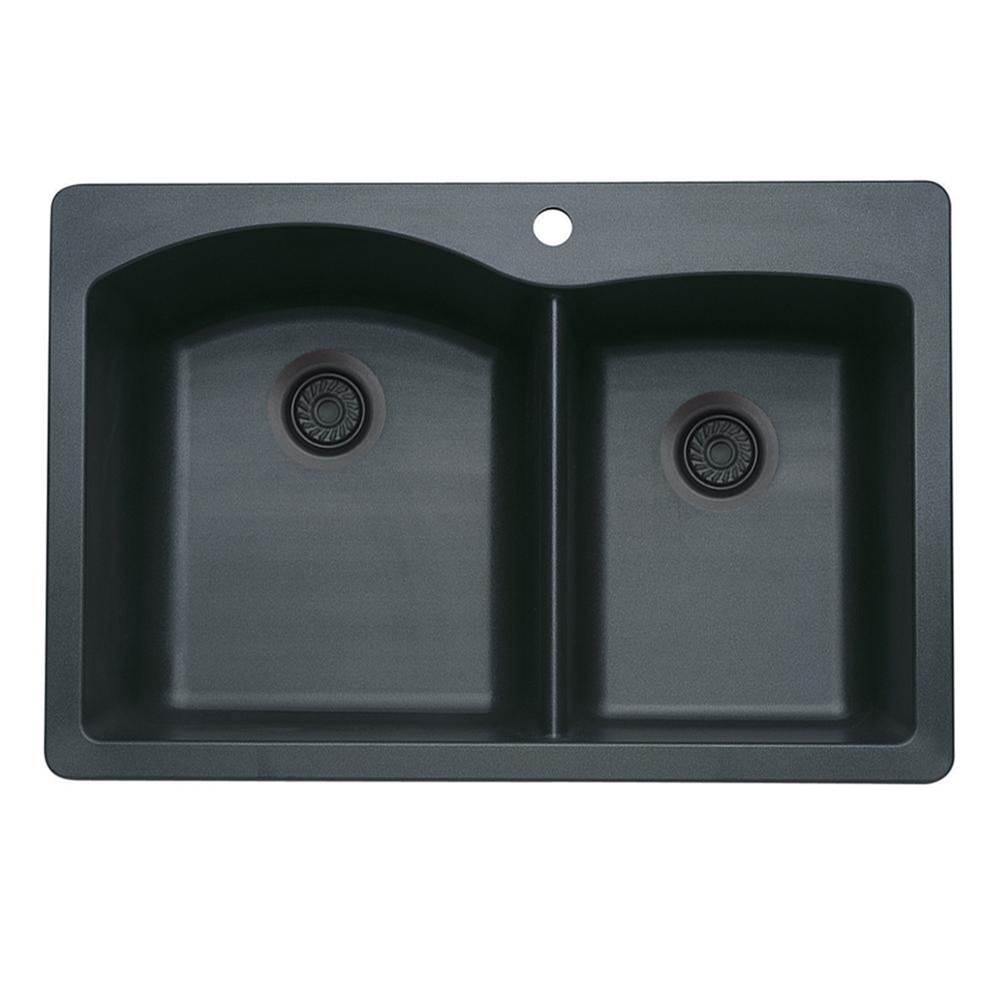 Luxart SILGRANIT® Double Bowl 60/40 Offset Dual Mount Sink