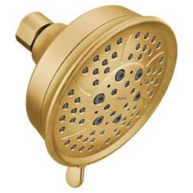 Moen Brushed gold four-function 4-3/8'' diameter spray head eco-performance showerhead