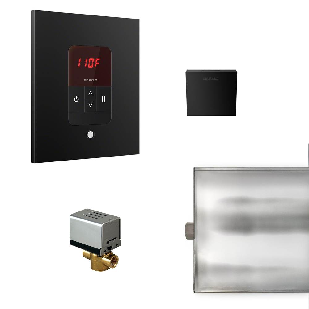 Mr. Steam Basic Butler Steam Shower Control Package with iTempo Control and Aroma Designer SteamHead in Square Matte Black