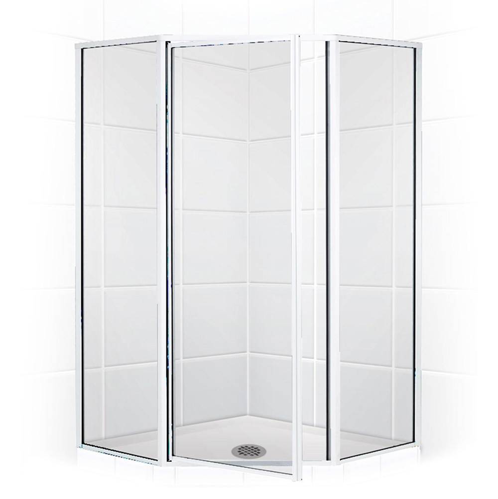 Mustee And Sons Neo Angle Shower Enclosure with Clear Glass, 38'', Chrome