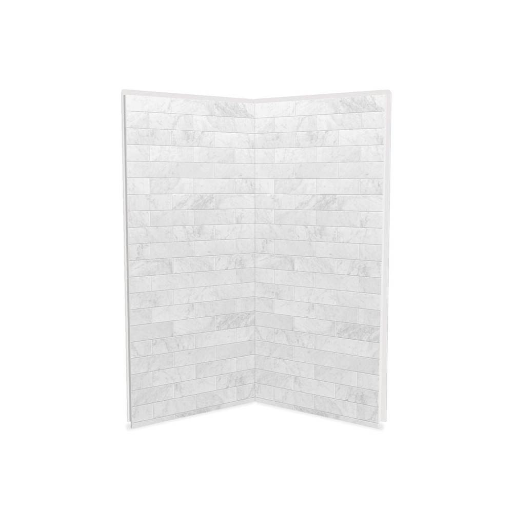 Maax Utile 3636 Composite Direct-to-Stud Two-Piece Corner Shower Wall Kit in Marble Carrara