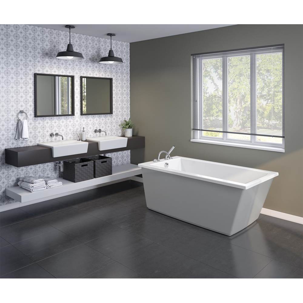 Maax Elinor 6032 AcrylX Freestanding End Drain Bathtub in White with Sterling Silver Skirt