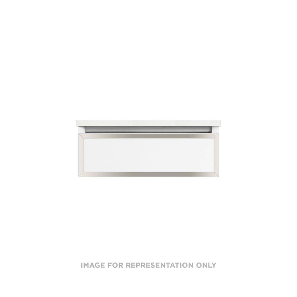 Robern Profiles Framed Vanity, 24'' x 7-1/2'' x 21'', White, Polished Nickel Frame, Tip Out Drawer, Selectable Night Light, 270