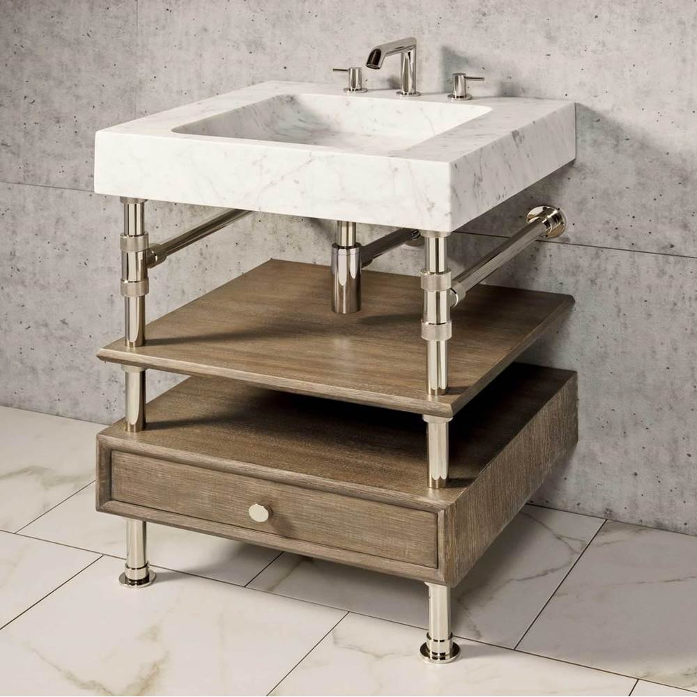 Stone Forest Elemental Console Vanity, 24'' W, With Drawer And Wood Shelf