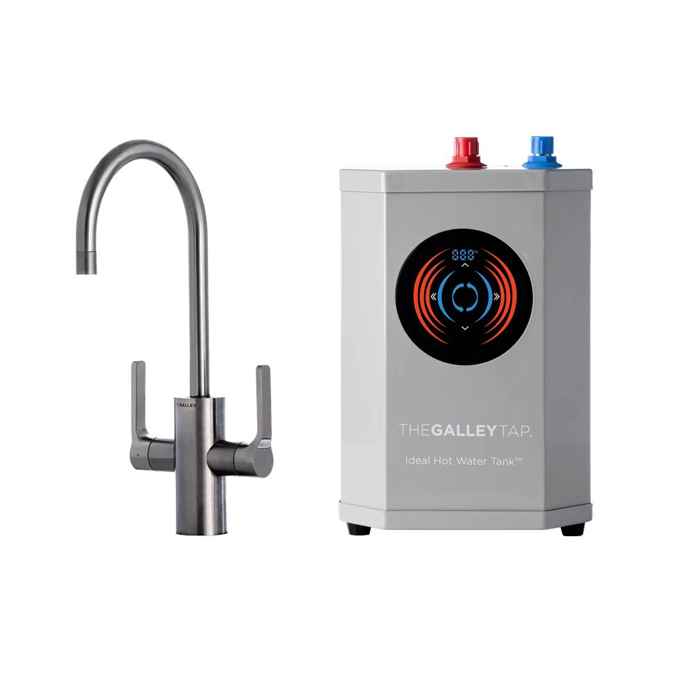 The Galley Ideal Hot & Cold Tap in PVD Gun Metal Gray  Stainless Steel and Ideal Hot Water Tank