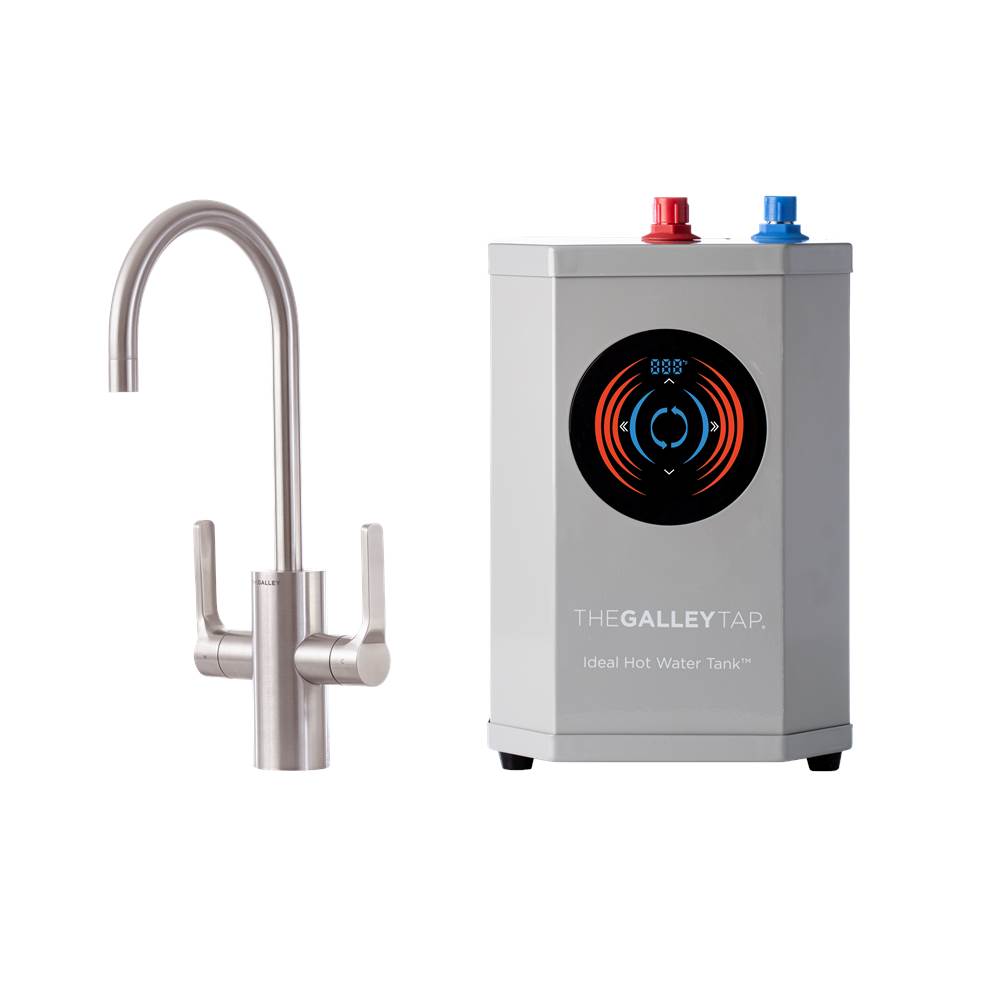 The Galley Ideal Hot & Cold Tap in Matte Stainless Steel and Ideal Hot Water Tank