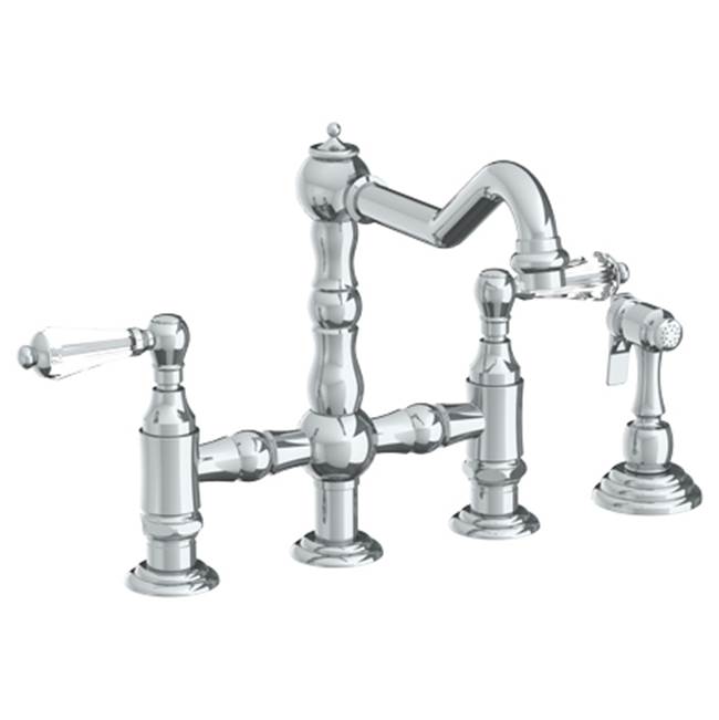 Watermark Deck Mounted Bridge Kitchen Faucet with Side Spray