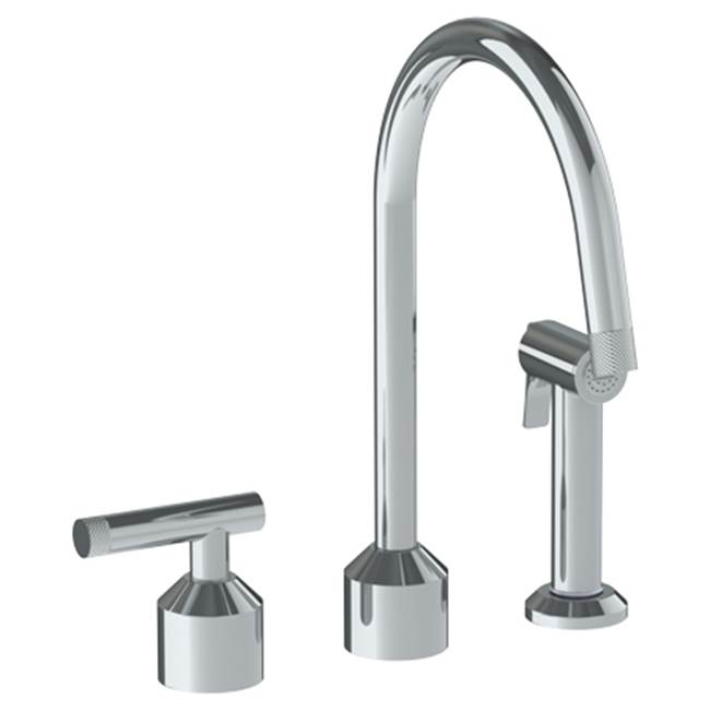 Watermark Deck Mounted 3 Hole Kitchen Set  With Gooseneck Spout- Includes Side Spray